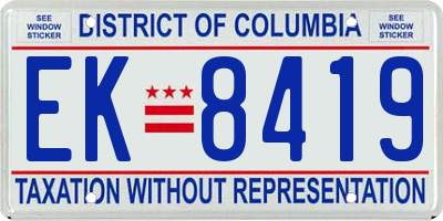 DC license plate EK8419