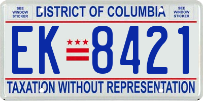 DC license plate EK8421