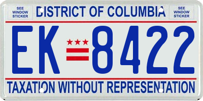 DC license plate EK8422