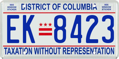 DC license plate EK8423