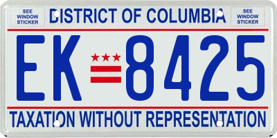 DC license plate EK8425