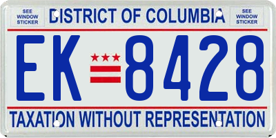 DC license plate EK8428