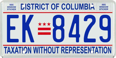 DC license plate EK8429