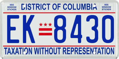 DC license plate EK8430