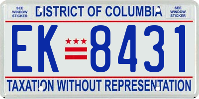 DC license plate EK8431