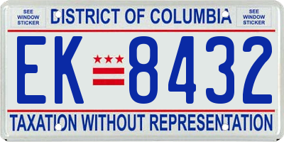 DC license plate EK8432