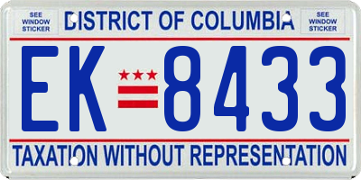 DC license plate EK8433