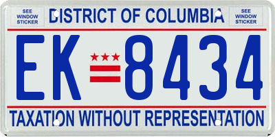 DC license plate EK8434