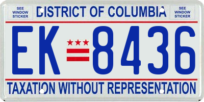 DC license plate EK8436