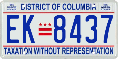 DC license plate EK8437