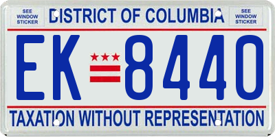 DC license plate EK8440