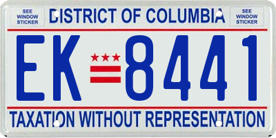 DC license plate EK8441