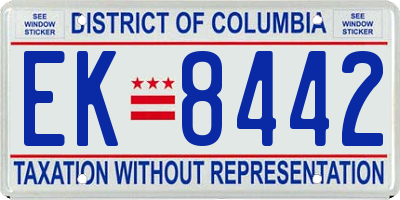 DC license plate EK8442