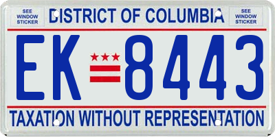 DC license plate EK8443