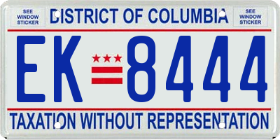 DC license plate EK8444