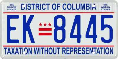 DC license plate EK8445