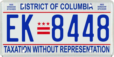 DC license plate EK8448