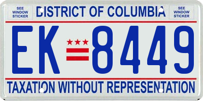 DC license plate EK8449