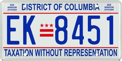 DC license plate EK8451