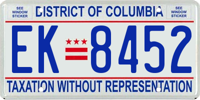 DC license plate EK8452