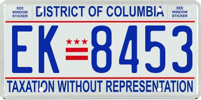 DC license plate EK8453