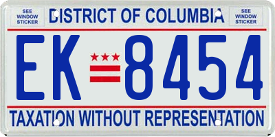 DC license plate EK8454