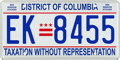 DC license plate EK8455