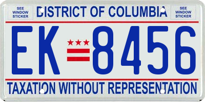 DC license plate EK8456