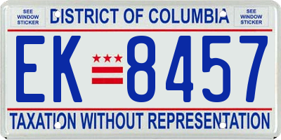 DC license plate EK8457