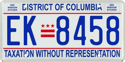 DC license plate EK8458