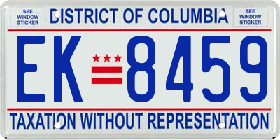 DC license plate EK8459