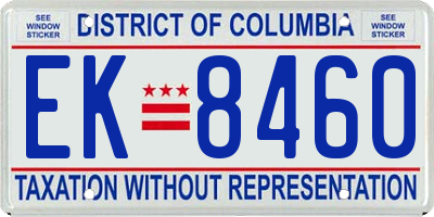 DC license plate EK8460