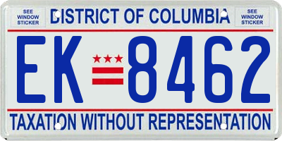 DC license plate EK8462