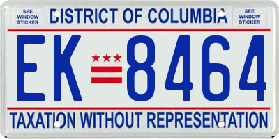 DC license plate EK8464