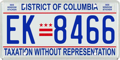 DC license plate EK8466