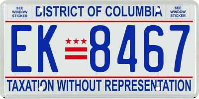 DC license plate EK8467