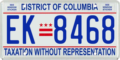 DC license plate EK8468