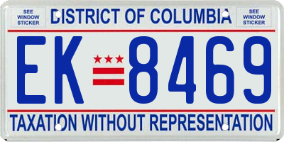 DC license plate EK8469