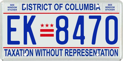 DC license plate EK8470