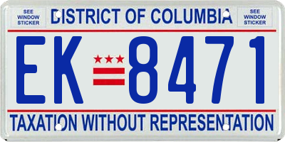 DC license plate EK8471