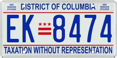 DC license plate EK8474