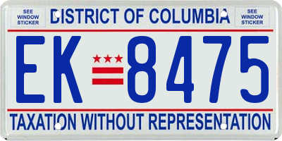 DC license plate EK8475