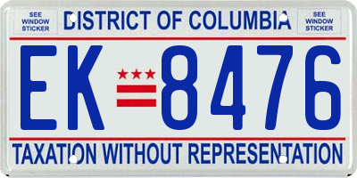 DC license plate EK8476