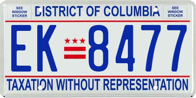 DC license plate EK8477