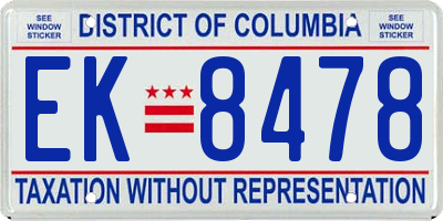 DC license plate EK8478