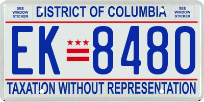 DC license plate EK8480
