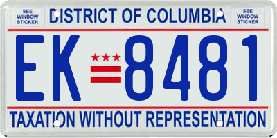 DC license plate EK8481