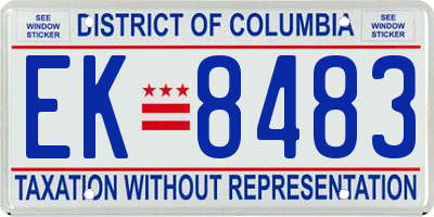 DC license plate EK8483