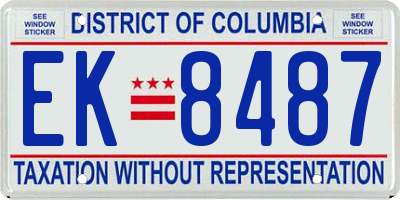 DC license plate EK8487