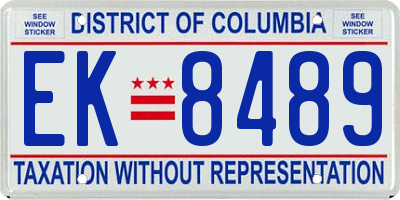 DC license plate EK8489